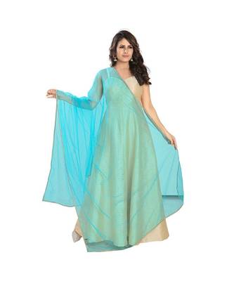 Net Sky Blue Women Dupatta 3