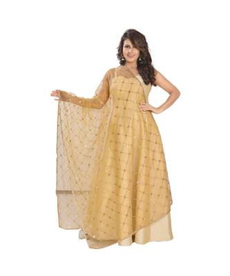 Net Gold Women Dupatta DP-76 1