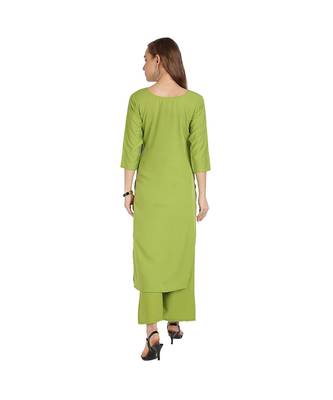 Green and Wine Crepe Floral Print Stitched Kurtas For Women 2