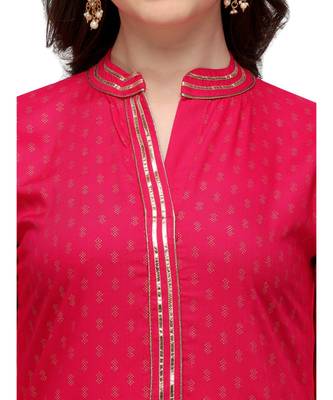 Women's Pink Viscose Rayon Straight Foil Print Stitched Kurta With Palazzo 4