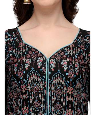 Women's Black Viscose Rayon Anarkali Foil Print Stitched Kurta With Palazzo 4