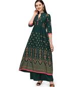 Green Rayon Foil Printed Stitched Kurta