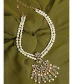 Green Onyx White And Gold Pearl Necklace