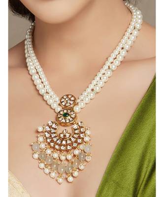 Green Onyx White And Gold Pearl Necklace 3