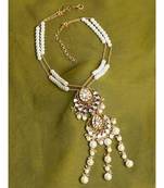 Layered Pendant White and Gold Necklace