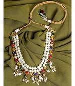 Layered Navratna White and Gold Necklace