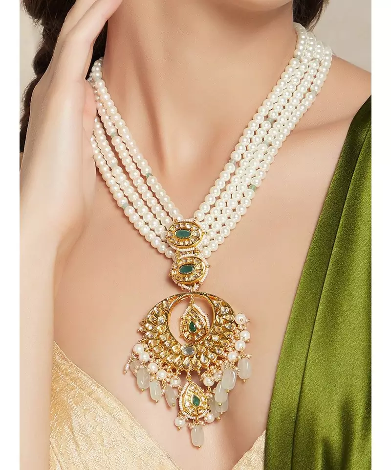 Modern White and Gold long Necklace