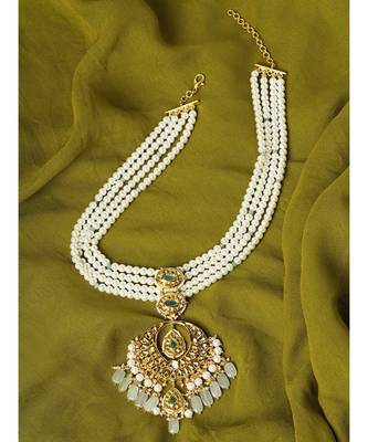 Modern White and Gold long Necklace 2