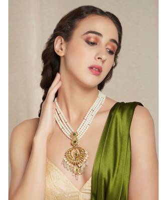 Modern White and Gold long Necklace 3