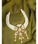 Inticate Floral White and Gold Chocker Neckalce