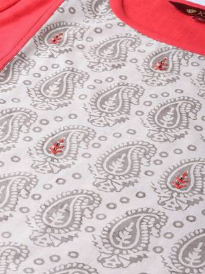 Red Cotton printed QUARTER SLEEVE kurti 3
