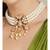 Inticate Floral White and Gold Chocker Neckalce