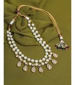 Tear Drop White and Gold Pearl Necklace