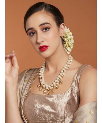 Tear Drop White and Gold Pearl Necklace 2