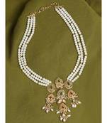 Red Onyx White and Gold Pearl Necklace