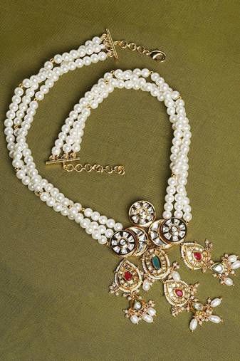 Modern White and Gold long Necklace