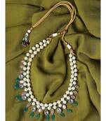 Jade Drops White and Gold Pearl Necklace