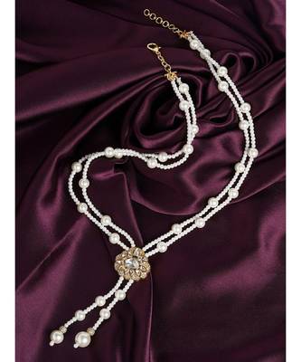 Statement White and Gold Pearl Necklace 1