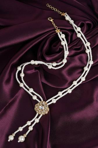 Statement White and Gold Pearl Necklace