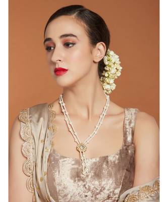 Statement White and Gold Pearl Necklace 2