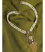 Chained Tassel White and Gold Pearl Necklace