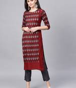Maroon Rayon printed QUARTER SLEEVE kurti