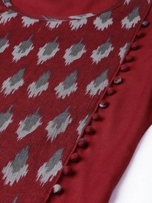 Maroon Rayon printed QUARTER SLEEVE kurti 3