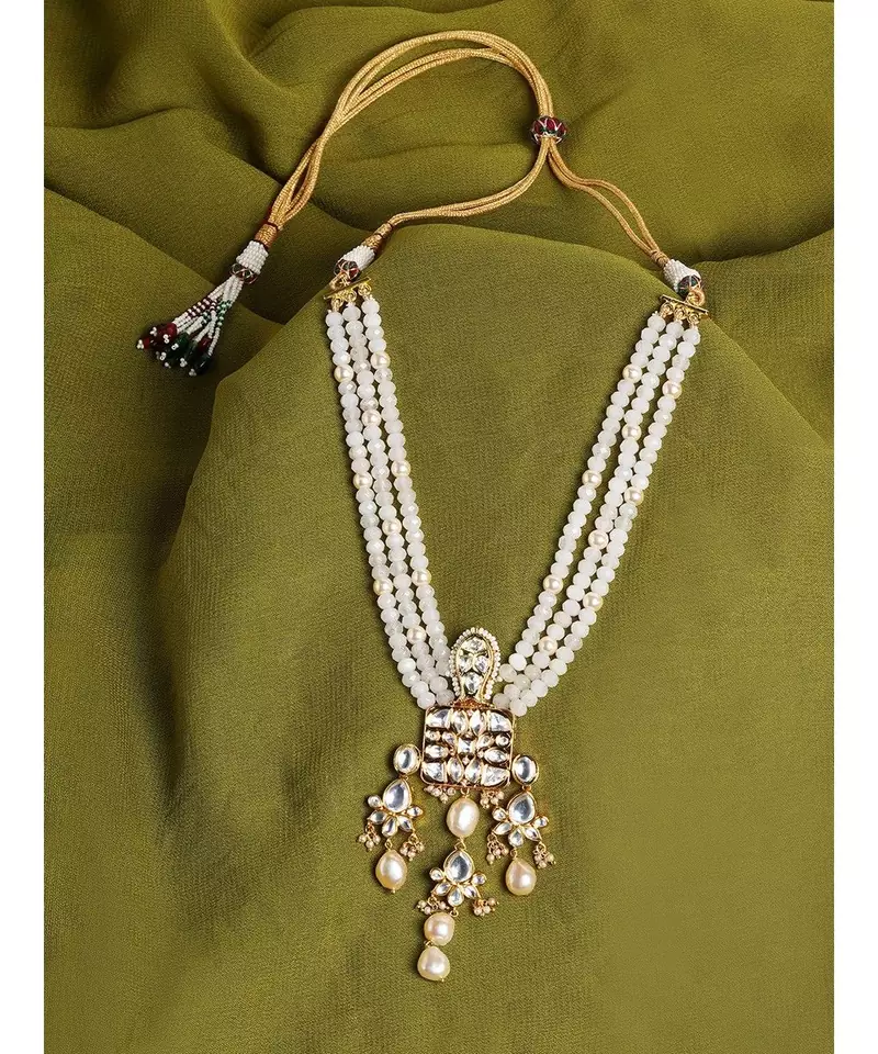 Multi layered White and Gold Necklace