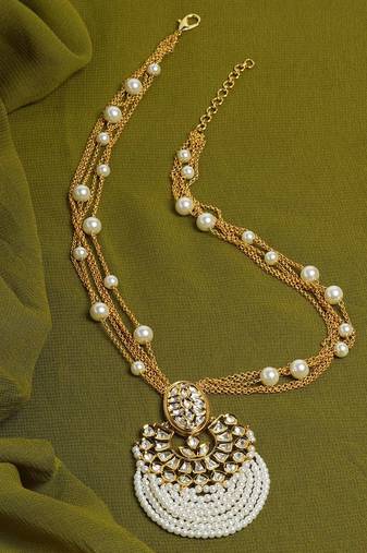 Multi chained White and Gold Necklace