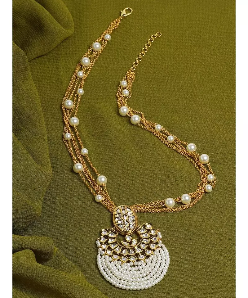 Multi chained White and Gold Necklace