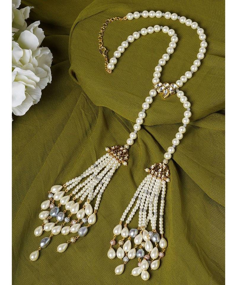 Hydro Kundan Polki Grey White Necklace