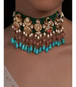 Turquoise Drops Multi color Necklace with Silk Thread