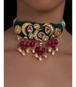 Red Agate and Green Silk Thread Neclace Set