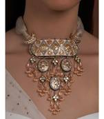 Meenakari Grey Necklace with Jade Drops