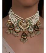 White Shell Pearl Green and Blue Necklace