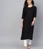 Black Rayon plain QUARTER SLEEVE kurti