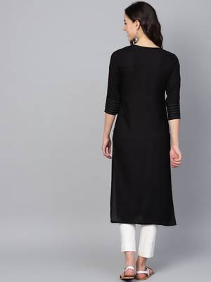 Black Rayon plain QUARTER SLEEVE kurti 2