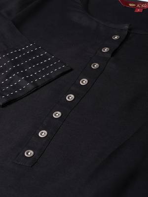 Black Rayon plain QUARTER SLEEVE kurti 3