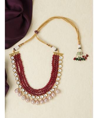 Hydro Kundan Polki Red and Pink Neckalce 3