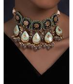 Meenakari Dark Blue and Light Blue Necklace Set