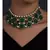 Green Red Hexagon Carved Stones Necklace