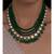 Green Agate Beads Necklace with Onyx Drops