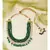 Green Agate Beads Necklace with Onyx Drops
