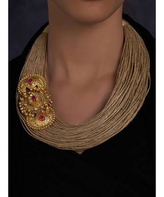 Jute Thread Necklace with Gold Plated Pendant 1