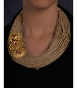 Jute Thread Necklace with Gold Plated Pendant