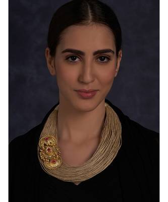 Jute Thread Necklace with Gold Plated Pendant 2
