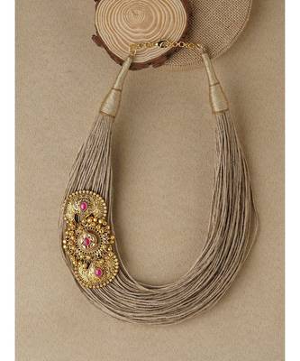 Jute Thread Necklace with Gold Plated Pendant 3
