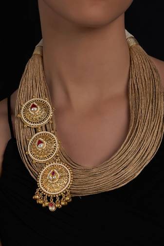 Jute Thread Necklace with Shell Pearls