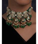 Meenakari Blue and Green Necklace with Agate Drops
