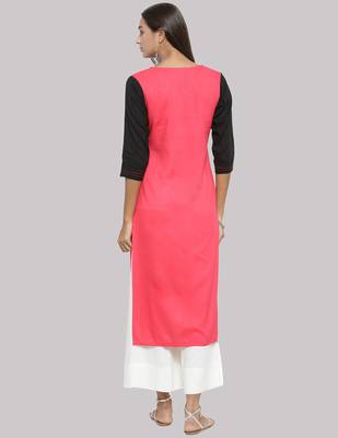 Black Rayon printed QUARTER SLEEVE kurti 2